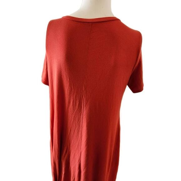Isaac liev women's medium red maxi T-shirt dress pullover tie knotted casual sum - Picture 3 of 8